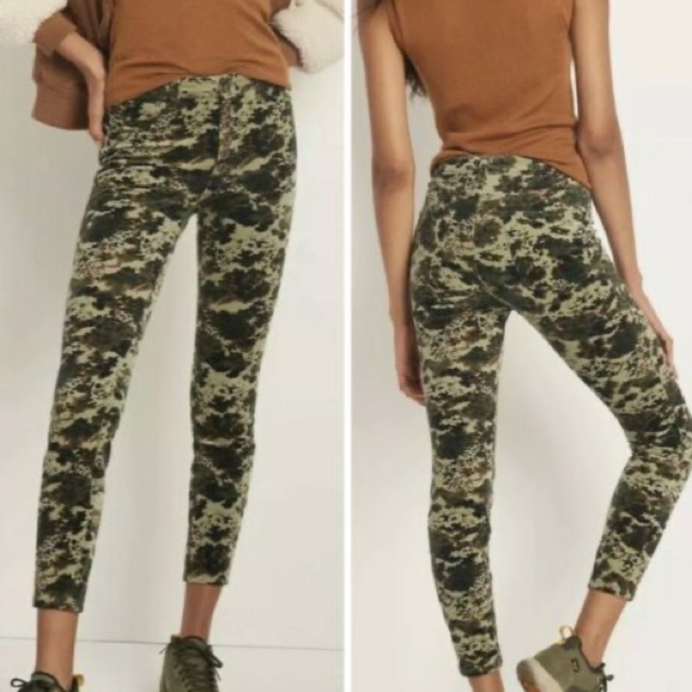 Anthropologie Pilcro Camo High Rise Skinny Corduroy Pants Size 27 Z